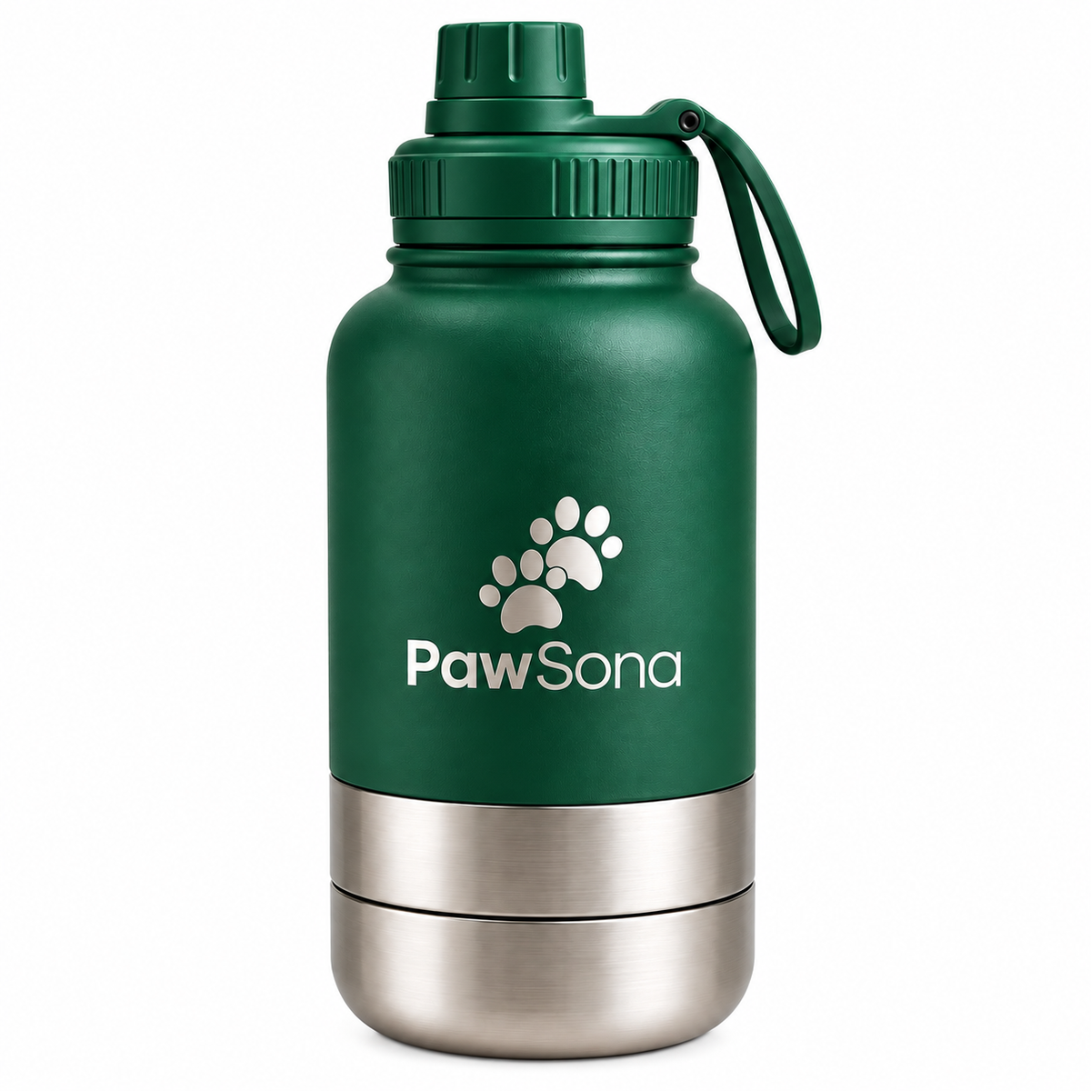 PawSona 3-in-1 Dog Water Bottle with Detachable Food & Water Bowls | Stainless Steel Bottle