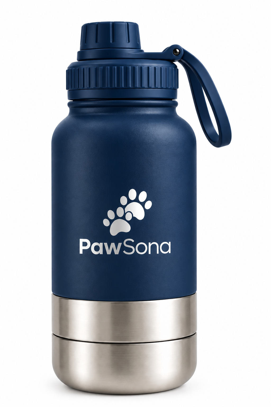 PawSona 3-in-1 Dog Water Bottle with Detachable Food & Water Bowls | Stainless Steel Bottle